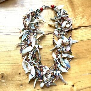Vintage Multi-Strand Seashell Beaded Necklace